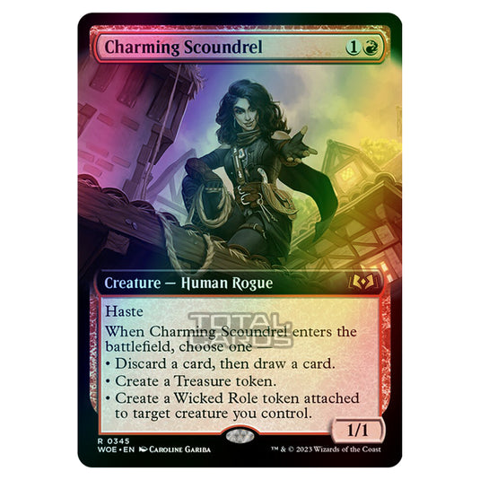 Magic The Gathering - Wilds of Eldraine - Charming Scoundrel (Extended Art Card) - 345 (Foil)