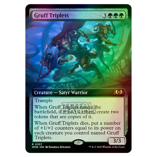 Magic The Gathering - Wilds of Eldraine - Gruff Triplets (Extended Art Card) - 357 (Foil)