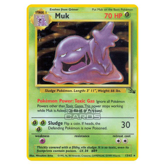 Pokemon - Fossil - Muk - 13/62 Good Unlimited English