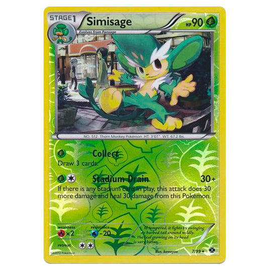 Pokemon - Black & White - Next Destinies - (Reverse Holo) Simisage 7/99