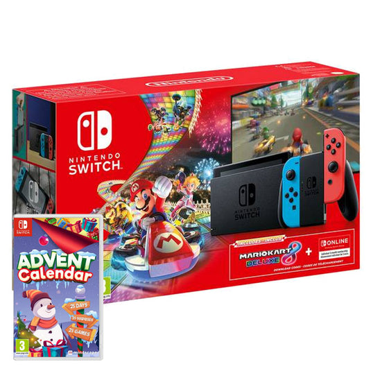 Nintendo Switch - Neon - Including Mario Kart 8 + Advent Calendar