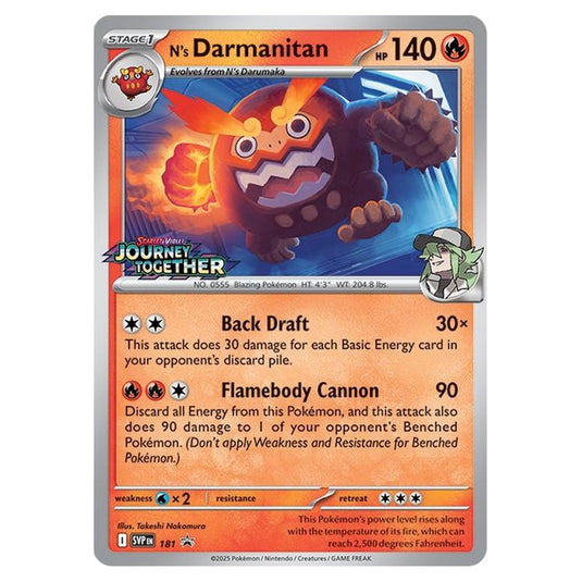 Pokemon - Scarlet & Violet - Journey Together - N's Darmanitan - SVP 181 (PreRelease Stamped)