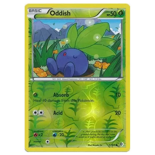 Pokemon - Black & White - Boundaries Crossed (Reverse Holo) - Oddish 1/149