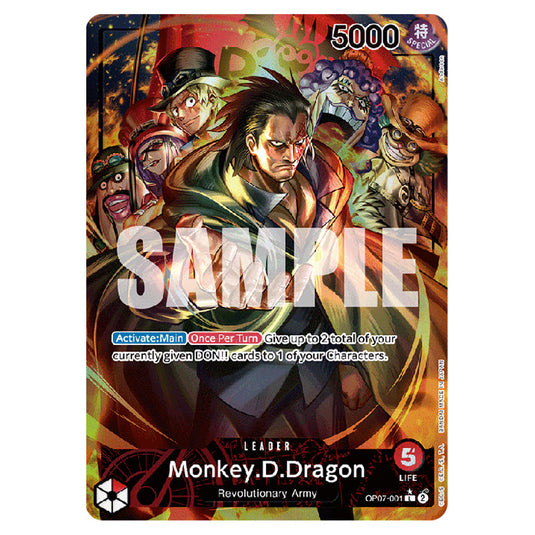 Monkey.D.Dragon OP07-001a card from the One Piece set 500 Years in the Future