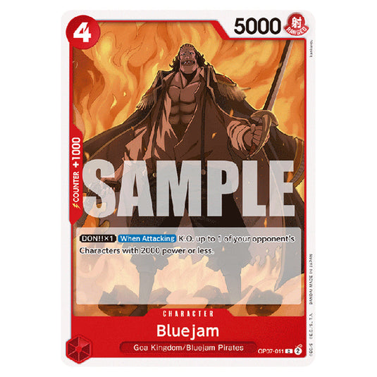 Bluejam OP07-011 card from the One Piece set 500 Years in the Future