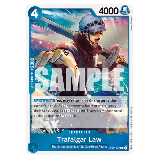 Trafalgar Law OP07-047 card from the One Piece set 500 Years in the Future