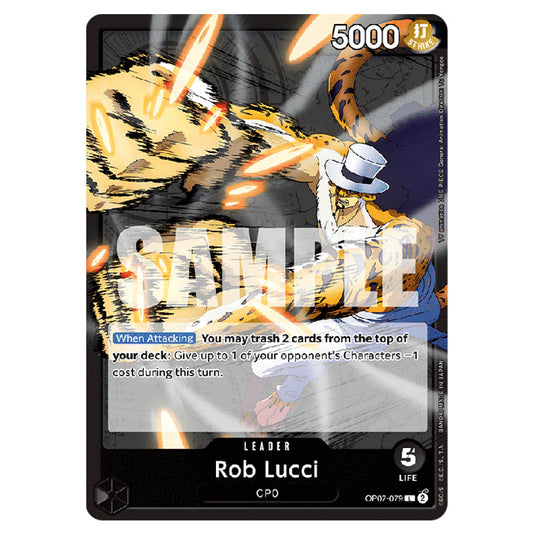 Rob Lucci OP07-079 card from the One Piece set 500 Years in the Future