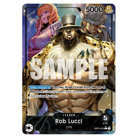 Rob Lucci OP07-079a card from the One Piece set 500 Years in the Future