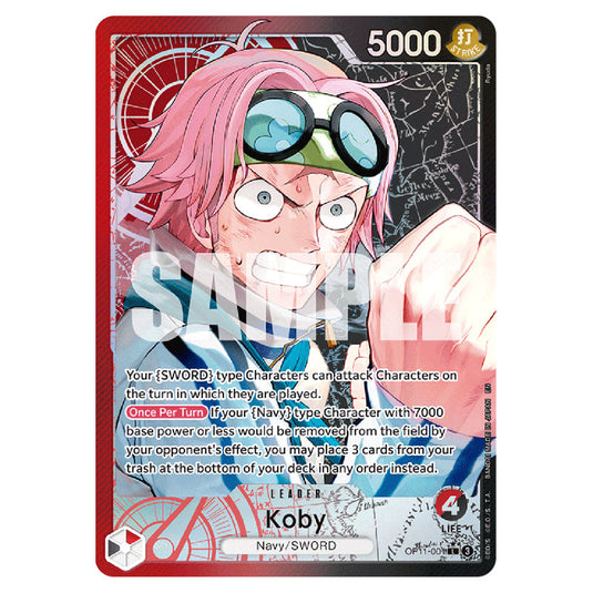 Koby OP11-001a card from the One Piece set A Fist of Divine Speed