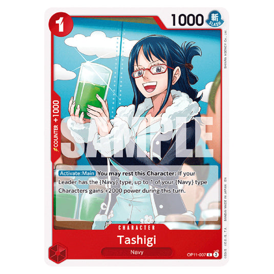 Tashigi OP11-007 card from the One Piece set A Fist of Divine Speed