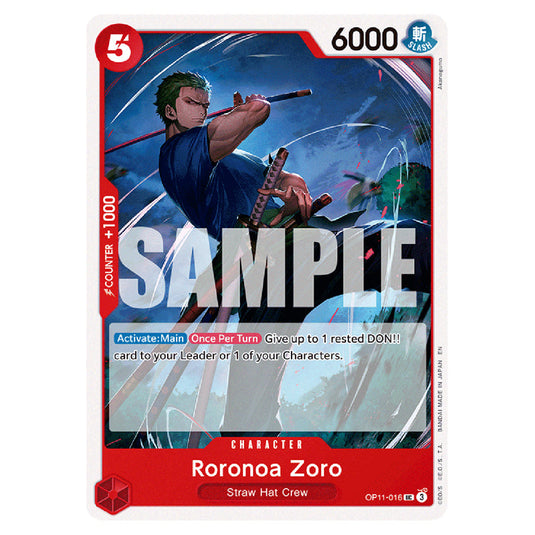 Roronoa Zoro OP11-016 card from the One Piece set A Fist of Divine Speed