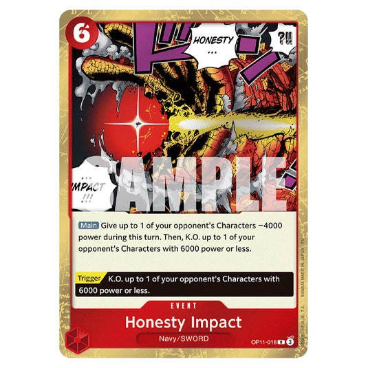 Honesty Impact OP11-018 card from the One Piece set A Fist of Divine Speed