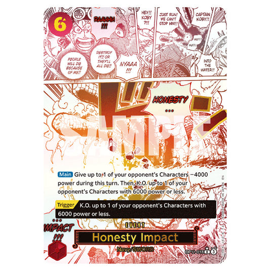 Honesty Impact OP11-018a card from the One Piece set A Fist of Divine Speed