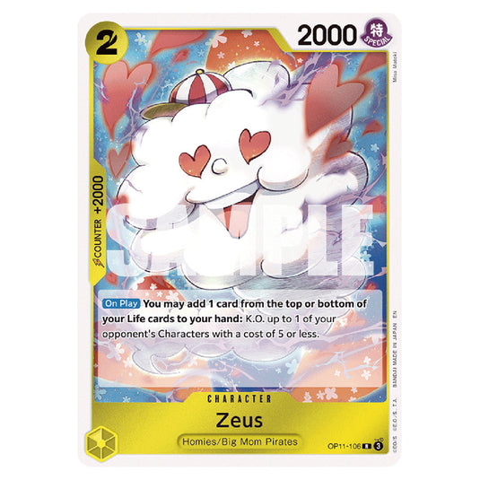 Zeus OP11-106 card from the One Piece set A Fist of Divine Speed