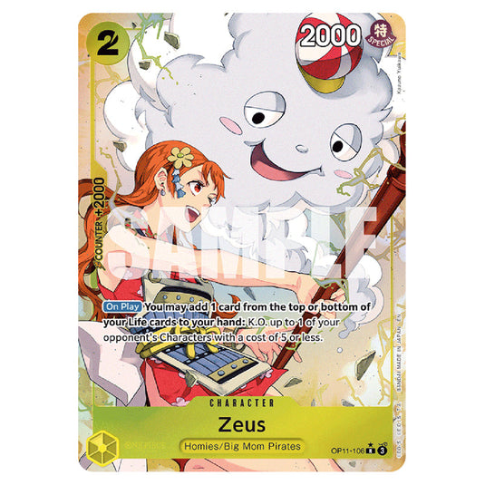 Zeus OP11-106a card from the One Piece set A Fist of Divine Speed