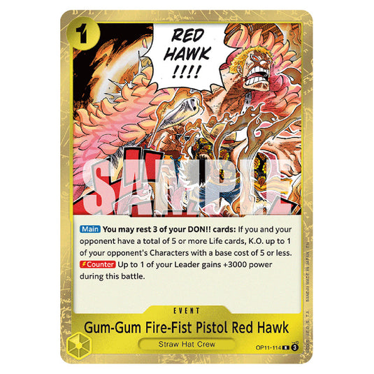 Gum-Gum Fire-Fist Pistol Red Hawk OP11-114 card from the One Piece set A Fist of Divine Speed