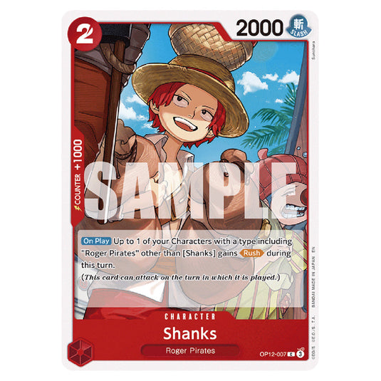 Shanks OP12-007 card from the One Piece set Legacy of the Master