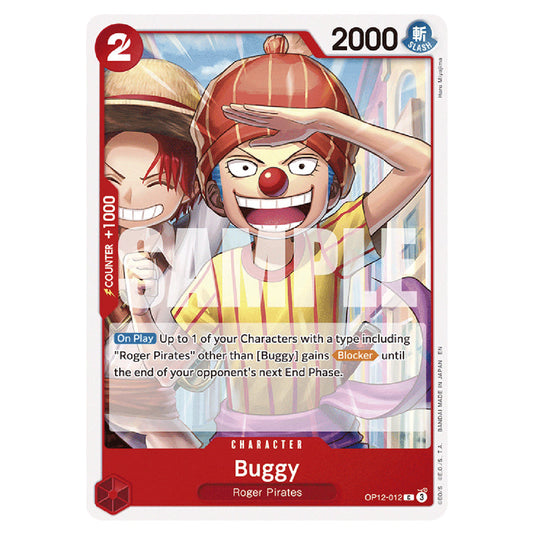 Buggy OP12-012 card from the One Piece set Legacy of the Master