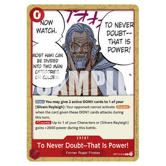 To Never Doubt--That Is Power! OP12-016 card from the One Piece set Legacy of the Master