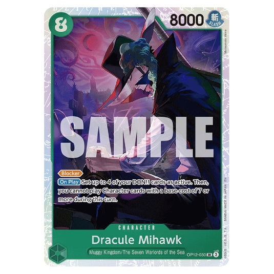 Dracule Mihawk OP12-030 card from the One Piece set Legacy of the Master