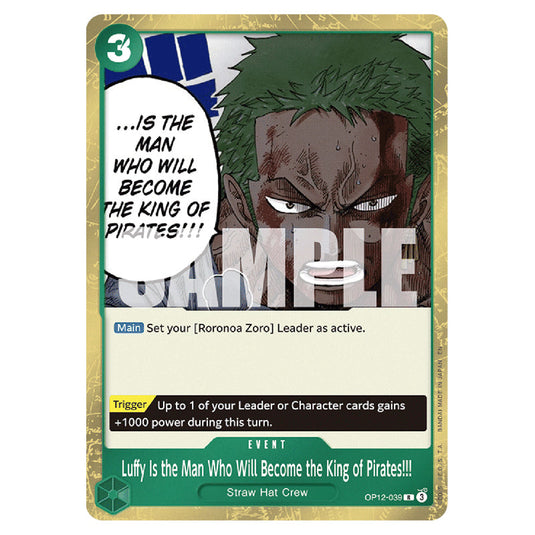 Luffy Is the Man Who Will Become the King of Pirates!!! OP12-039 card from the One Piece set Legacy of the Master