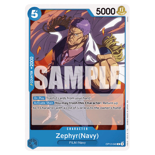 Zephyr(Navy) OP12-046 card from the One Piece set Legacy of the Master