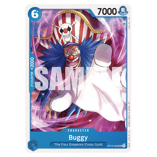 Buggy OP12-049 card from the One Piece set Legacy of the Master