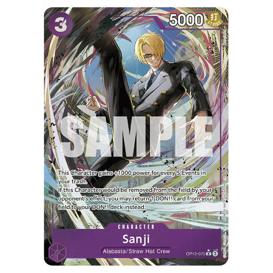 Sanji OP12-070a card from the One Piece set Legacy of the Master