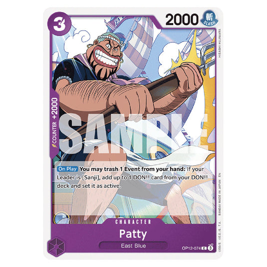 Patty OP12-074 card from the One Piece set Legacy of the Master