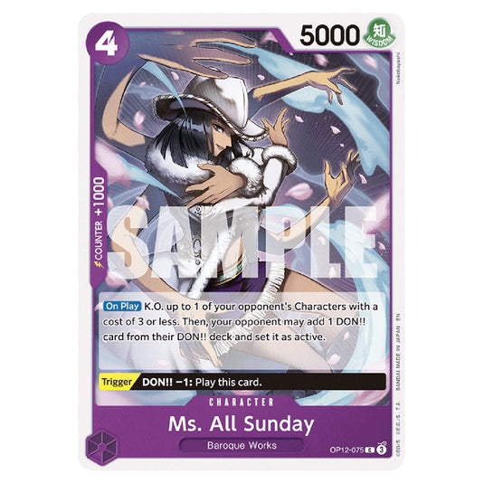 Ms. All Sunday OP12-075 card from the One Piece set Legacy of the Master