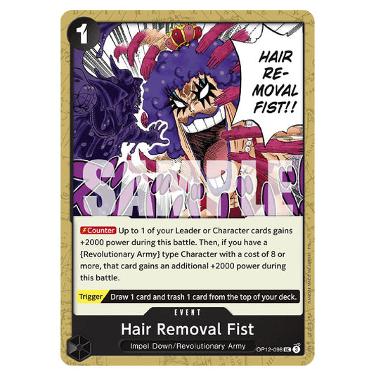 Hair Removal Fist OP12-098 card from the One Piece set Legacy of the Master