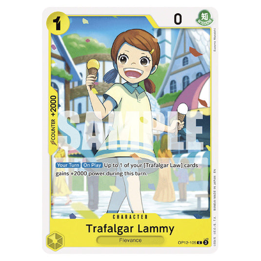 Trafalgar Lammy OP12-105 card from the One Piece set Legacy of the Master