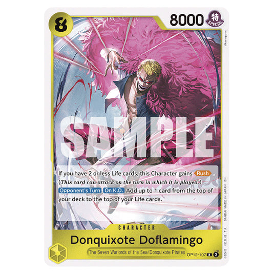 Donquixote Doflamingo OP12-107 card from the One Piece set Legacy of the Master