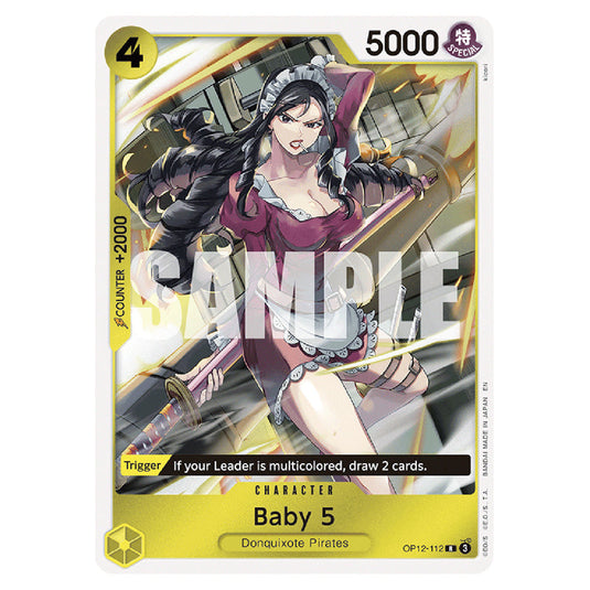 Baby 5 OP12-112 card from the One Piece set Legacy of the Master