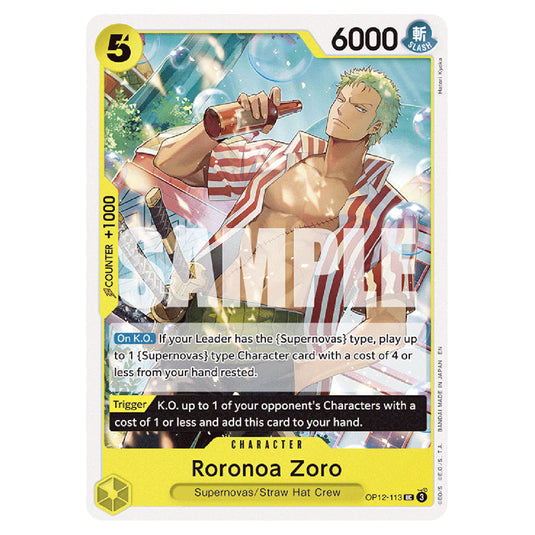 Roronoa Zoro OP12-113 card from the One Piece set Legacy of the Master