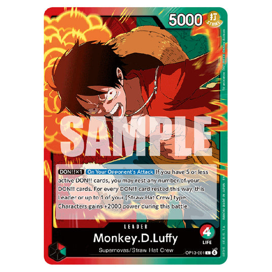 Monkey.D.Luffy OP13-001 card from the One Piece set Carrying on his Will