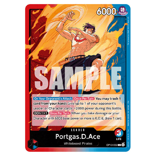 Portgas.D.Ace OP13-002 card from the One Piece set Carrying on his Will