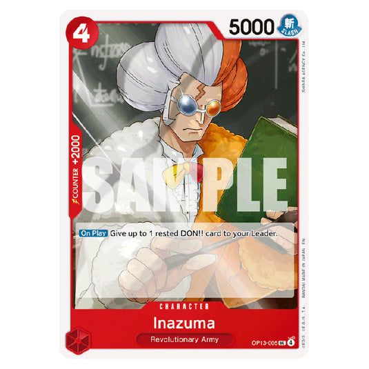 Inazuma OP13-005 card from the One Piece set Carrying on his Will