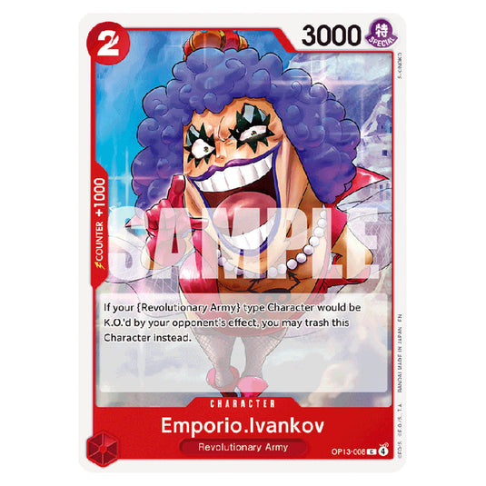 Emporio.Ivankov OP13-008 card from the One Piece set Carrying on his Will