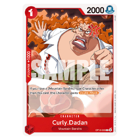 Curly.Dadan OP13-009 card from the One Piece set Carrying on his Will