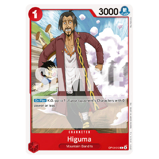 Higuma OP13-013 card from the One Piece set Carrying on his Will