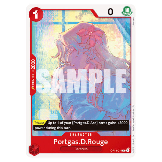 Portgas.D.Rouge OP13-014 card from the One Piece set Carrying on his Will