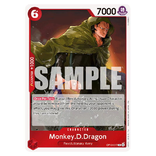Monkey.D.Dragon OP13-017 card from the One Piece set Carrying on his Will