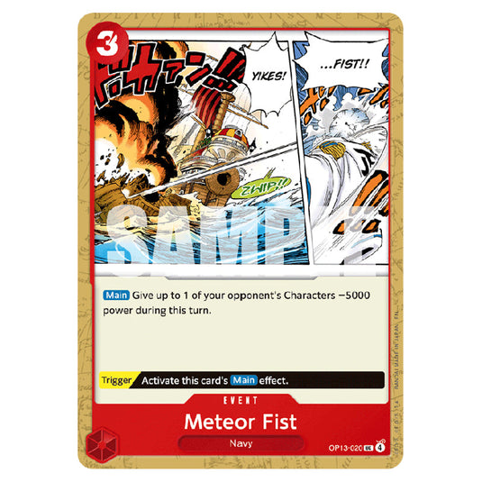 Meteor Fist OP13-020 card from the One Piece set Carrying on his Will