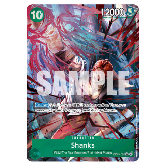 Shanks OP13-028a card from the One Piece set Carrying on his Will