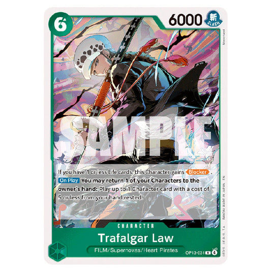 Trafalgar Law OP13-031 card from the One Piece set Carrying on his Will