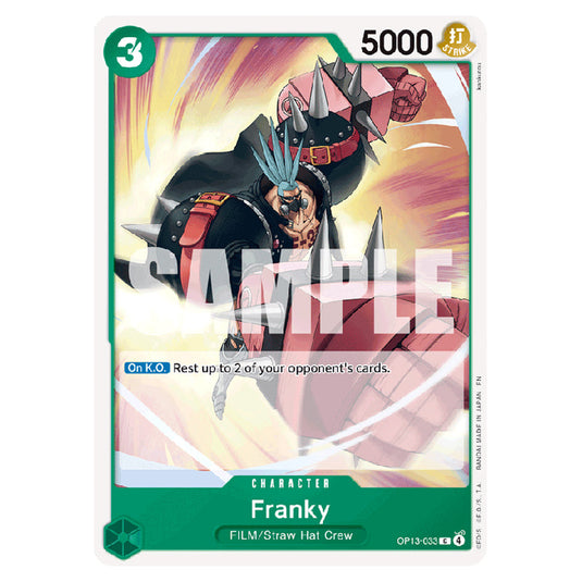 Franky OP13-033 card from the One Piece set Carrying on his Will