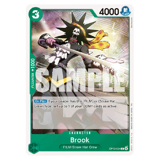 Brook OP13-034 card from the One Piece set Carrying on his Will