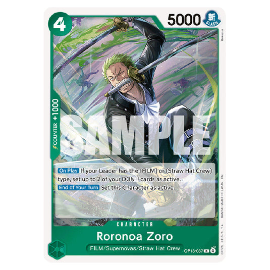 Roronoa Zoro OP13-037 card from the One Piece set Carrying on his Will