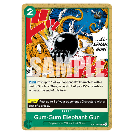 Gum-Gum Elephant Gun OP13-038 card from the One Piece set Carrying on his Will